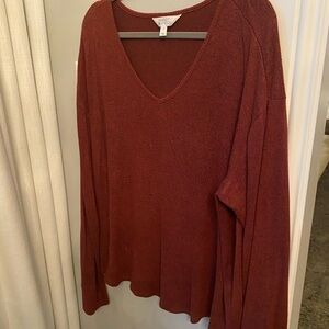 Market & Spruce Rust V-Neck Sweater